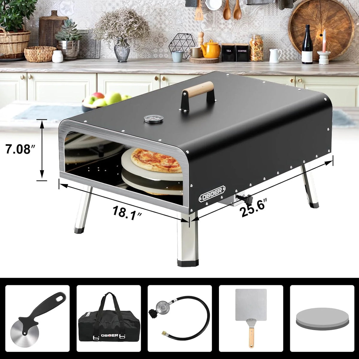 13 Multi-Fuel Rotatable Portable Pizza Oven J3113