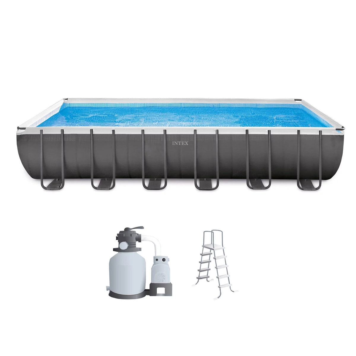 32' x 16' x 52 Rectangular Frame Swimming Pool with Pump G989738