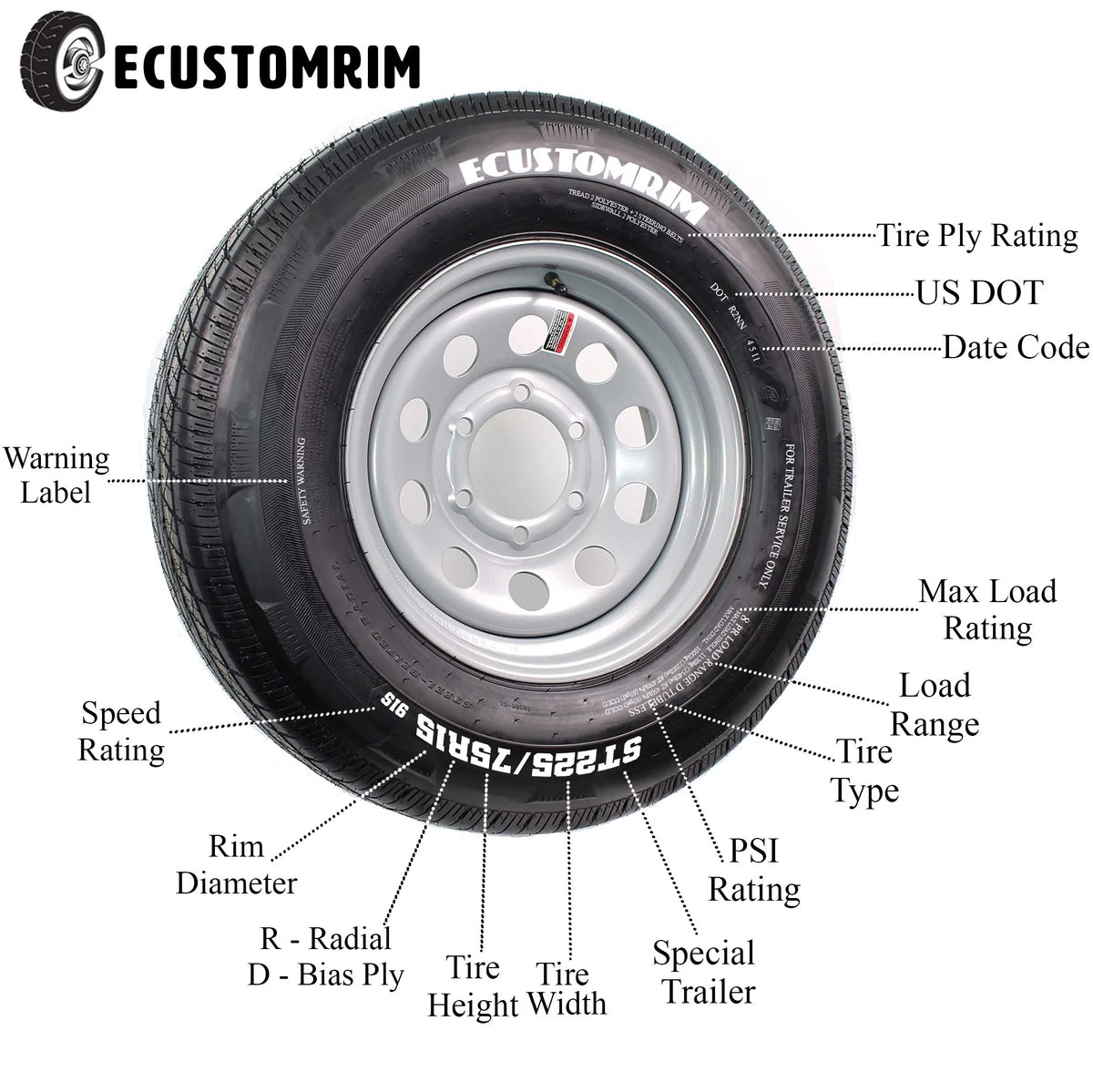 13 Trailer Tire Bias Ply Load Range C L66829
