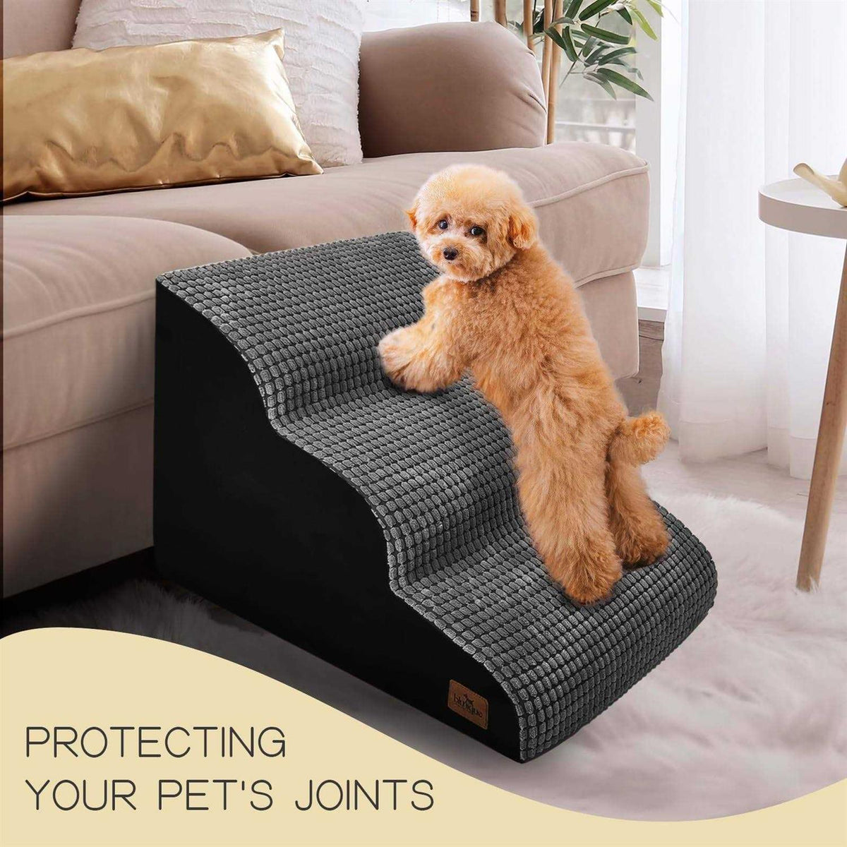 4-Step Corduroy Non-Slip High Density Foam Dog Steps H10245