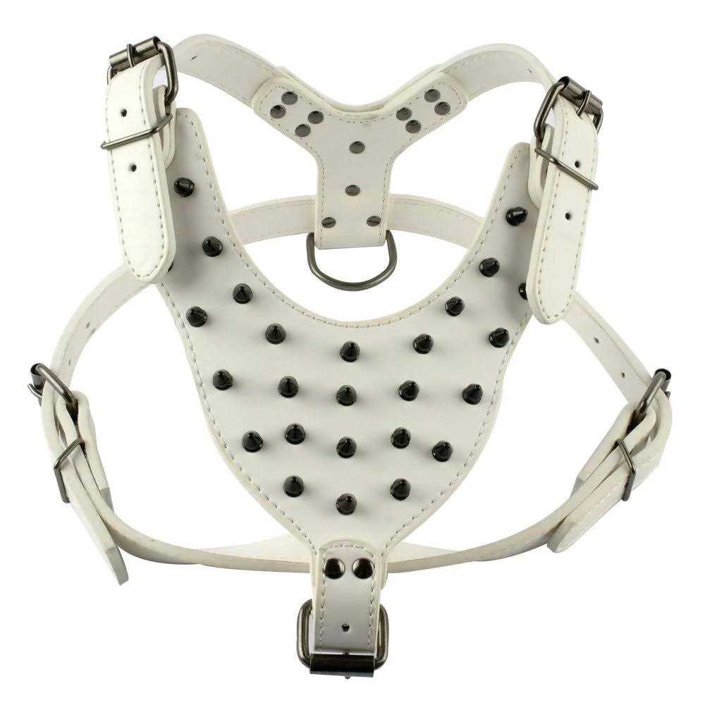 Black Leather Studded 3 Pcs Dog Collar Leash Harness Set K6288
