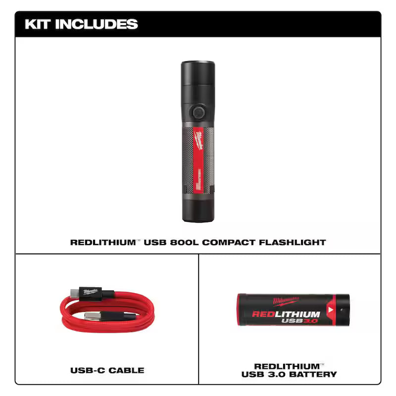 800 Lumens LED USB Rechargeable Flashlight L972640