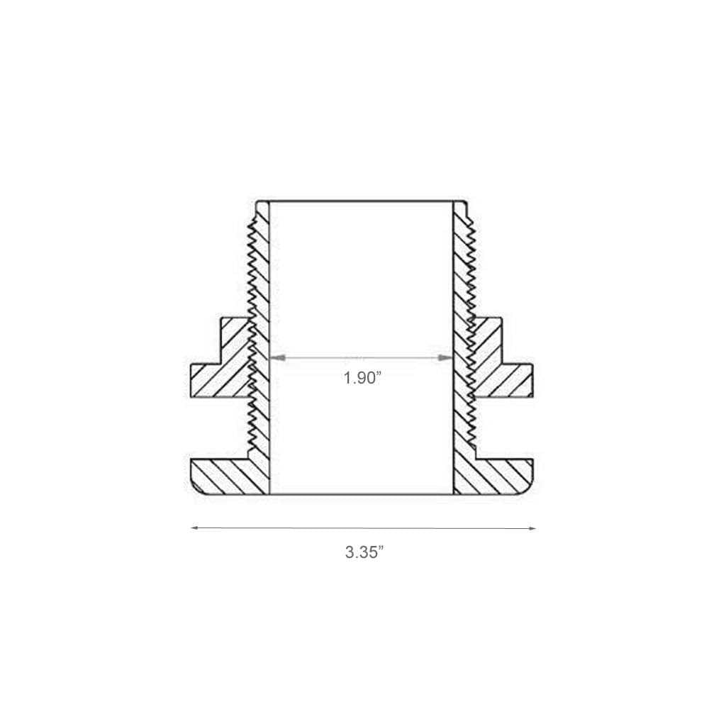 1-1/2 Bulkhead Fitting 1.50 inch Slip x Slip Gasket ABS K2905
