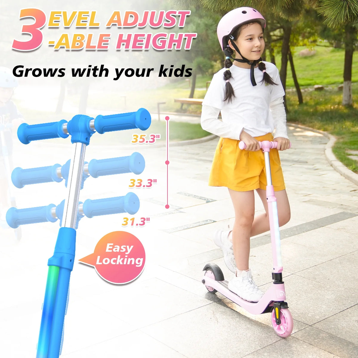 Electric Scooter for Kids, 5 mph, Adjustable Height, Lightweight, Blue D48800