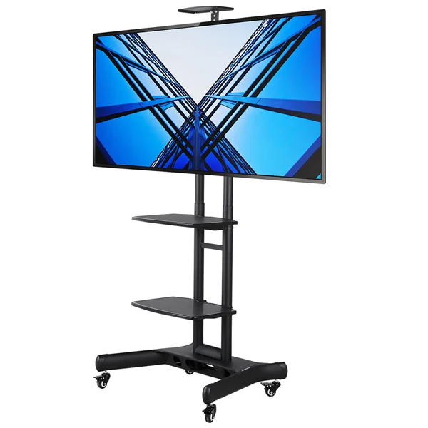 Adjustable 3 Tier Mobile TV Stand Cart Black W386
